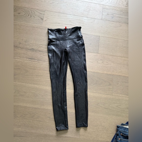 SPANX Pants - SPANX faux leather leggings black high rise shaping pants, M